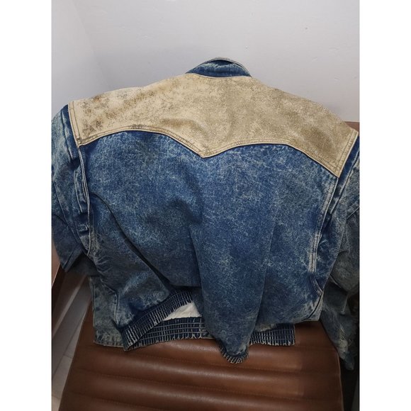 Vintage Denim and Leather Jacket Dual Control 80s Size Estimate Large - Picture 6 of 6